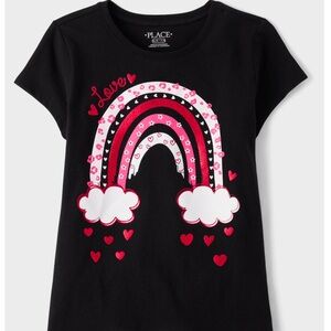 NWT: Girls Valentine's Day Heart Rainbow Graphic Tee
